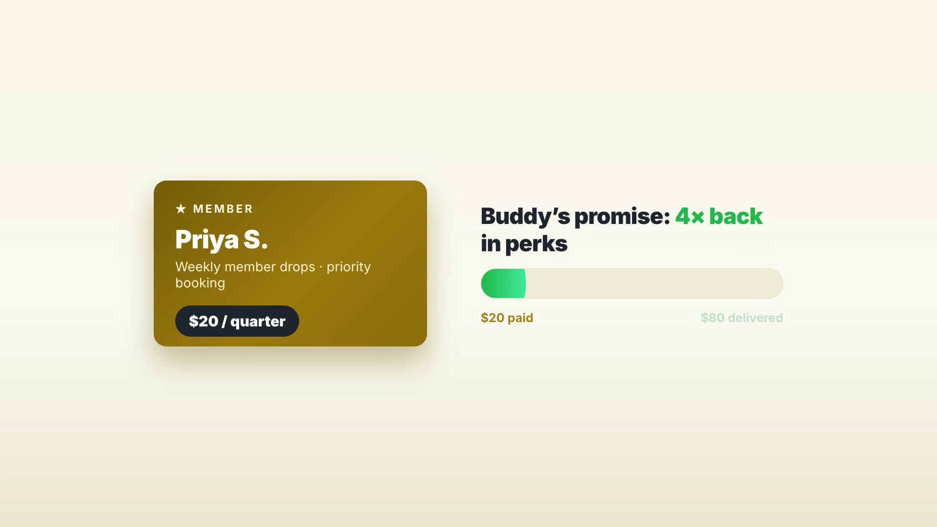 Buddy: 4x back in perks